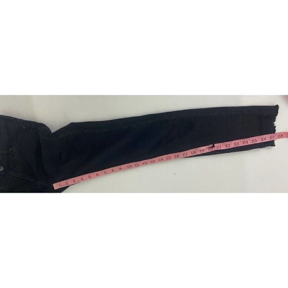 AG Adriano Goldschmied Stevie Ankle Slim Straight Raw Hem Jeans Black - Size 25 - Picture 9 of 12